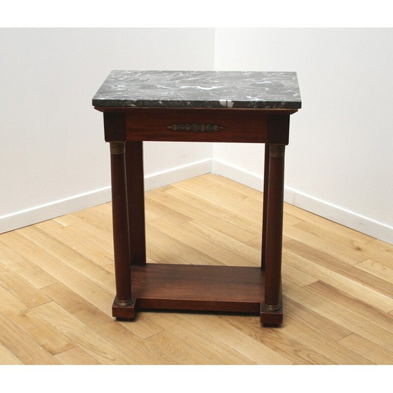 Image 1 of Wood and marble vintage serving table
