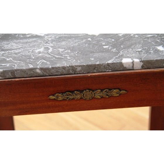 Image 1 of Wood and marble vintage serving table