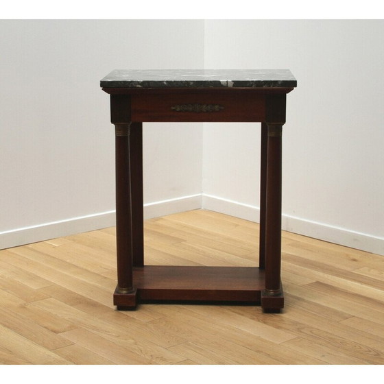 Image 1 of Wood and marble vintage serving table