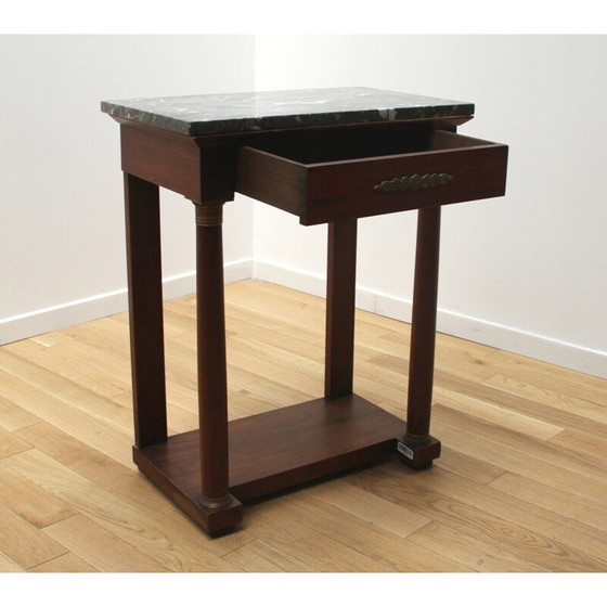 Image 1 of Wood and marble vintage serving table