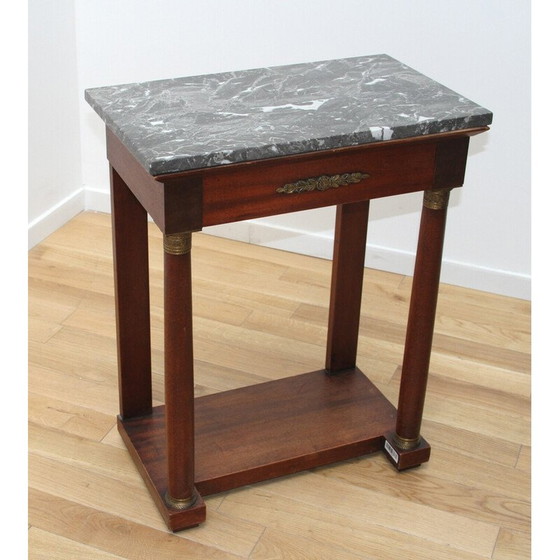 Image 1 of Wood and marble vintage serving table