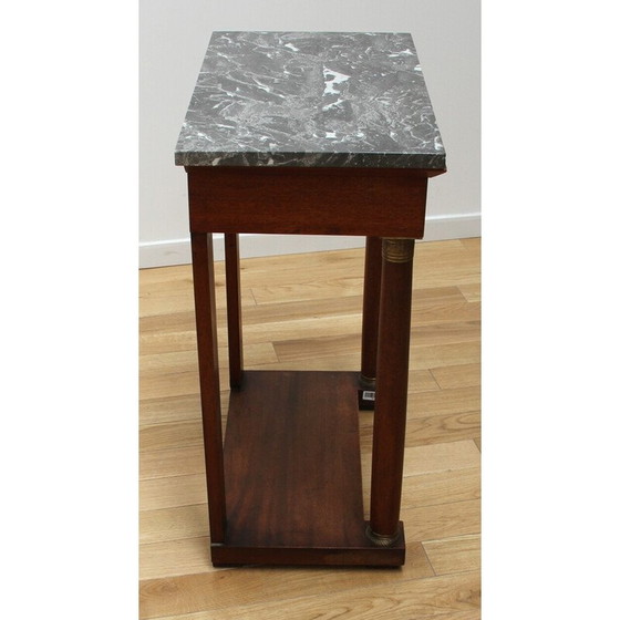Image 1 of Wood and marble vintage serving table
