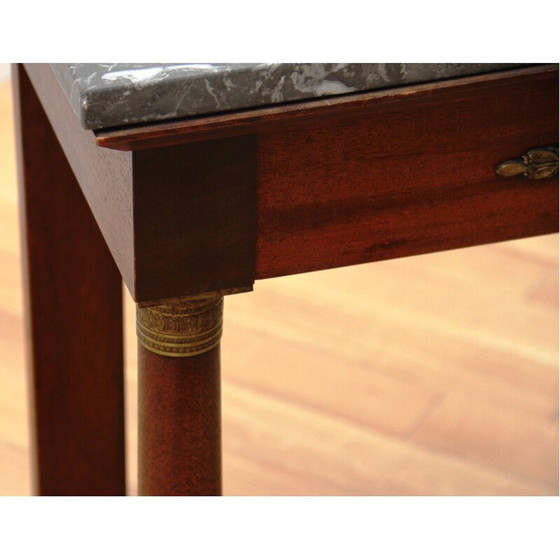Image 1 of Wood and marble vintage serving table