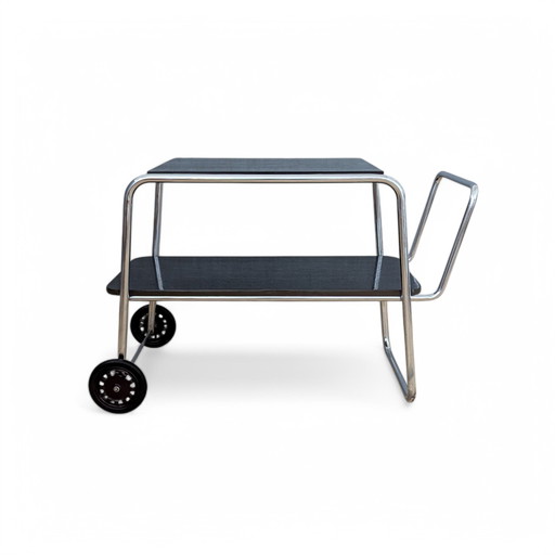 Bauhaus Tubular Steel Serving Cart By Robert Slezák, 1930S