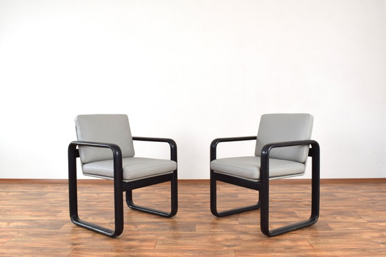 Image 1 of Mid-Century Leather Lounge Chairs By Burkhard Vogtherr For Rosenthal, 1970S, Set Of 2