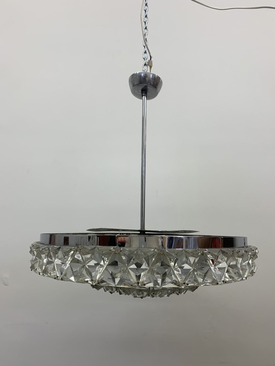 Image 1 of Rare Kinkeldey crystal hanging lamp chandelier , 1970’s