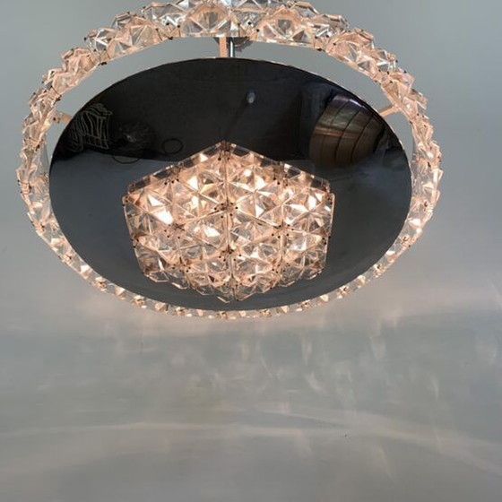 Image 1 of Rare Kinkeldey crystal hanging lamp chandelier , 1970’s