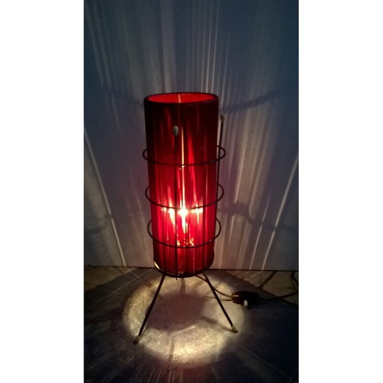 Image 1 of Vintage table lamp with brass tripod base, 1950