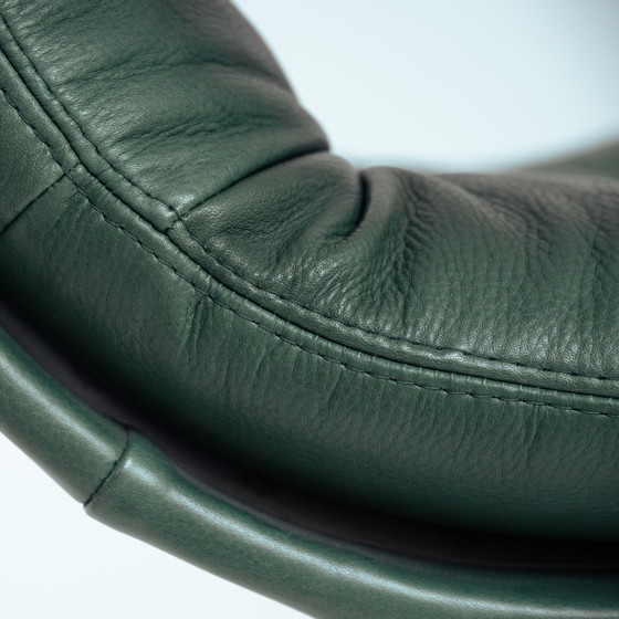 Image 1 of Green Leather Swivel Armchair In The Style Of Artifort, 1950