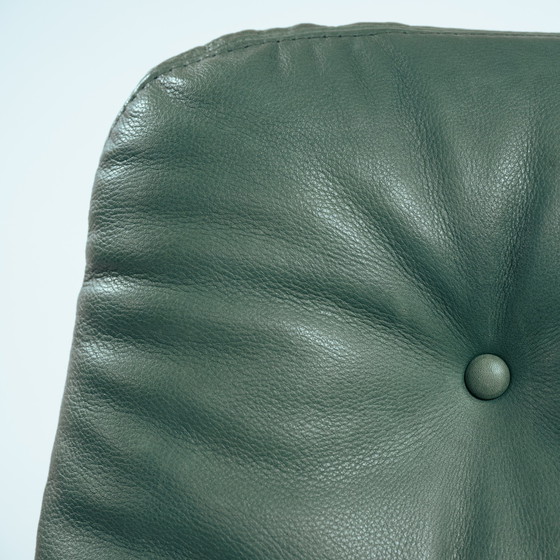 Image 1 of Green Leather Swivel Armchair In The Style Of Artifort, 1950