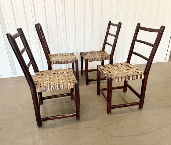 Image 1 of 8x Primitive Rawhide Dining Chairs