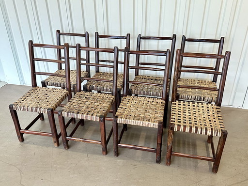 8x Primitive Rawhide Dining Chairs