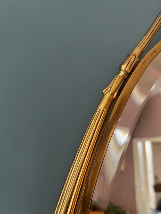 Image 1 of Mirror Ornate Brass Finish Faceted Glass