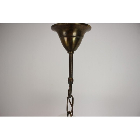 Image 1 of Vintage brass Art Deco chandelier, Czechoslovakia 1930s