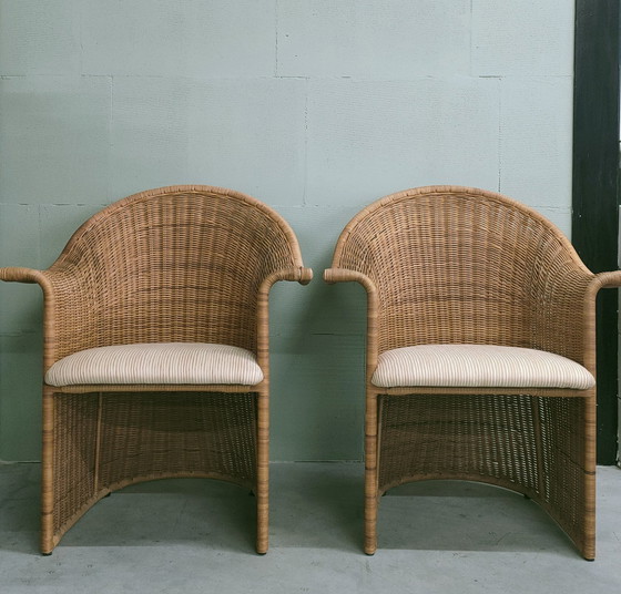 Image 1 of Vintage Lute van der Helm Rattan Cantilever Chairs (New Upholstered).