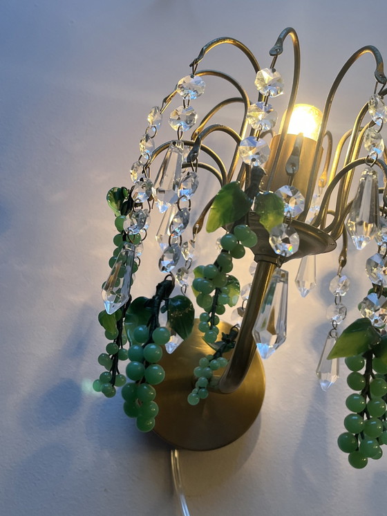 Image 1 of 8 Pieces Vintage Italian Green Grape Wall Lights