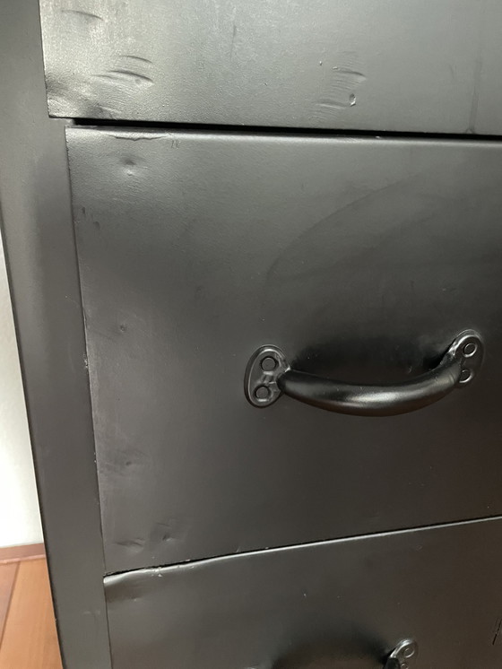 Image 1 of Steel Cabinet With Solid Wood Top