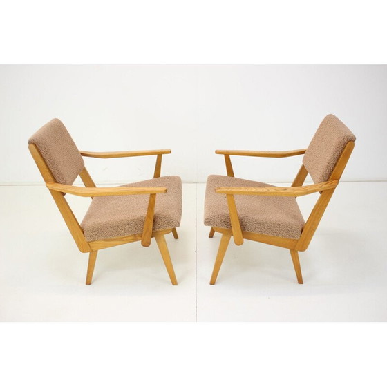 Image 1 of Pair of vintage fabric and wood armchairs by Krasna Jizba, Czechoslovakia 1960s