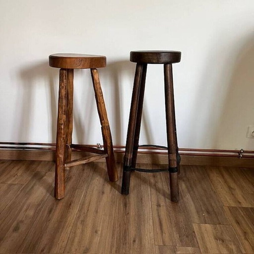 Pair of mismatched vintage high stools