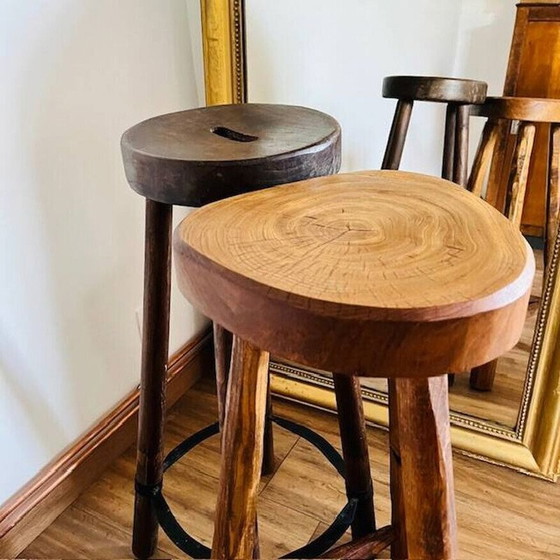 Image 1 of Pair of mismatched vintage high stools