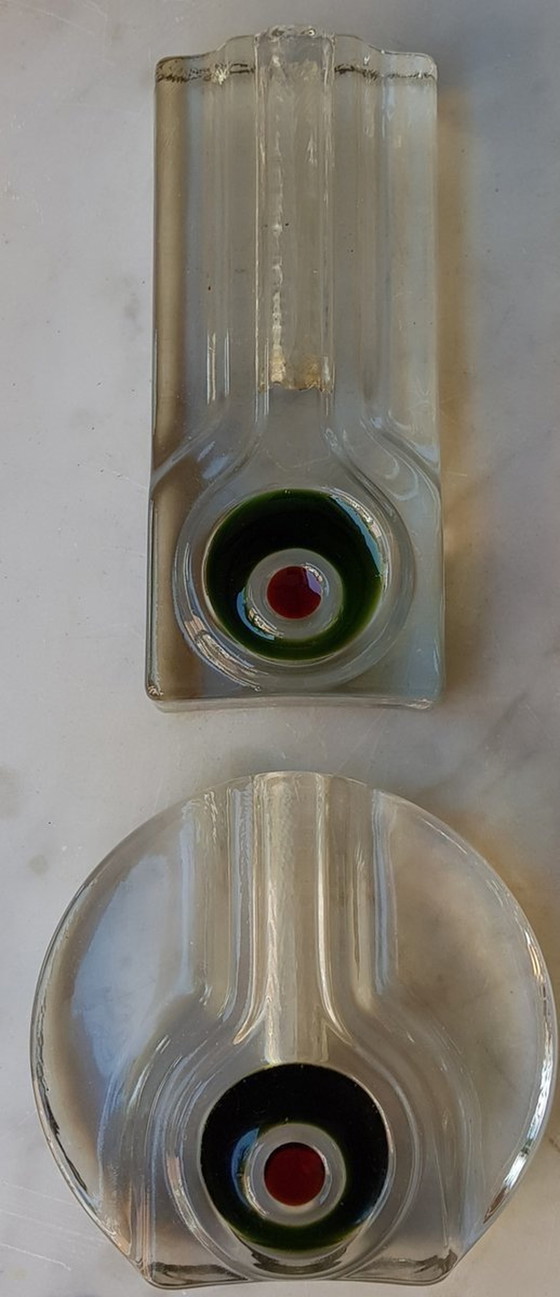 Image 1 of Op Art Glass Vases By H. Düsterhaus For Walther