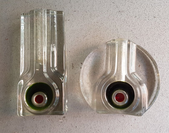 Image 1 of Op Art Glass Vases By H. Düsterhaus For Walther