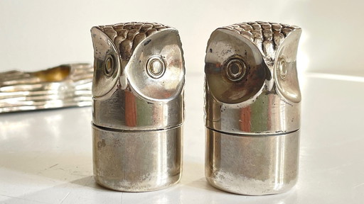 M.H. Vintage Silver Metal Salt & Pepper Set