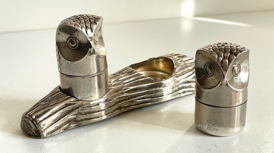 Image 1 of Set di sale e pepe in metallo argentato vintage MH