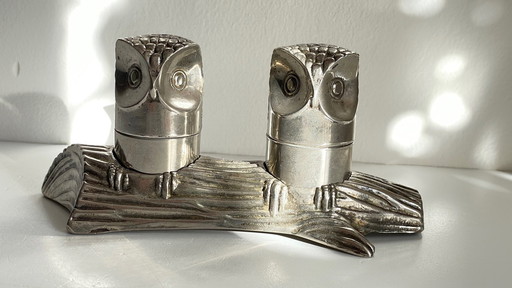 M.H. Vintage Silver Metal Salt & Pepper Set