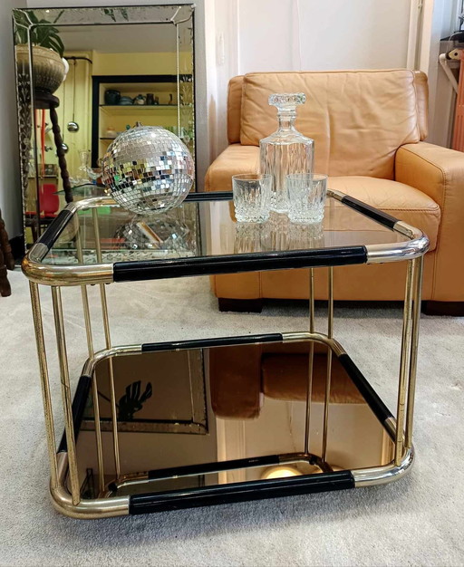 Hollywood Regency Coffee Table Brass And Glass 1970