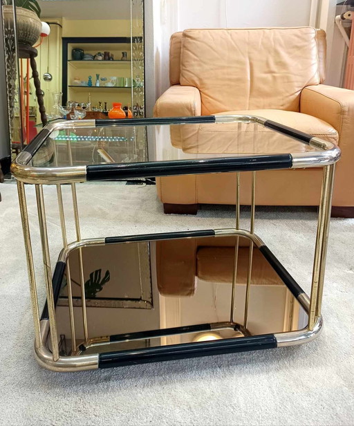 Hollywood Regency Coffee Table Brass And Glass 1970