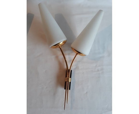 Image 1 of Pair De Doubles Appliques Design Organiques 1950