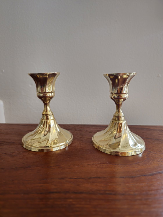 Image 1 of Set of 2 Brass Candlesticks Candlestick holders