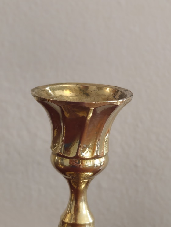 Image 1 of Set of 2 Brass Candlesticks Candlestick holders