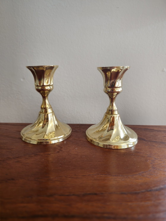 Image 1 of Set of 2 Brass Candlesticks Candlestick holders