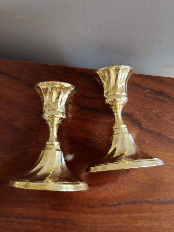 Image 1 of Set of 2 Brass Candlesticks Candlestick holders