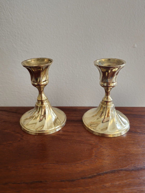 Image 1 of Set of 2 Brass Candlesticks Candlestick holders