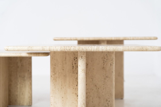 Image 1 of Set Of 3 Italian Travertine Nesting Tables 