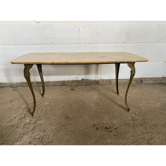 Image 1 of Vintage marble and brass coffee table, 1950