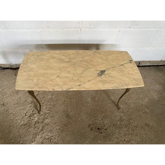 Image 1 of Vintage marble and brass coffee table, 1950