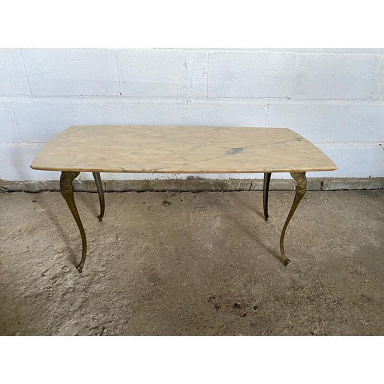 Image 1 of Vintage marble and brass coffee table, 1950