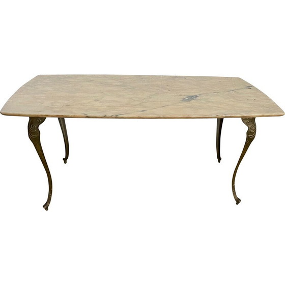 Image 1 of Vintage marble and brass coffee table, 1950