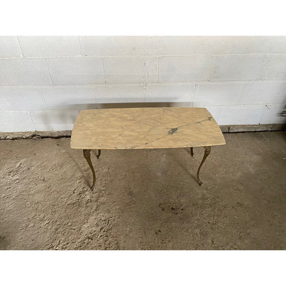 Image 1 of Vintage marble and brass coffee table, 1950