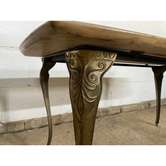 Image 1 of Vintage marble and brass coffee table, 1950