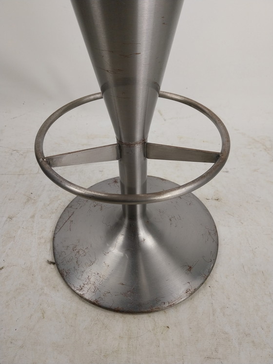 Image 1 of 1 X Johanson Danmark Stainless Steel With Leather Barstool