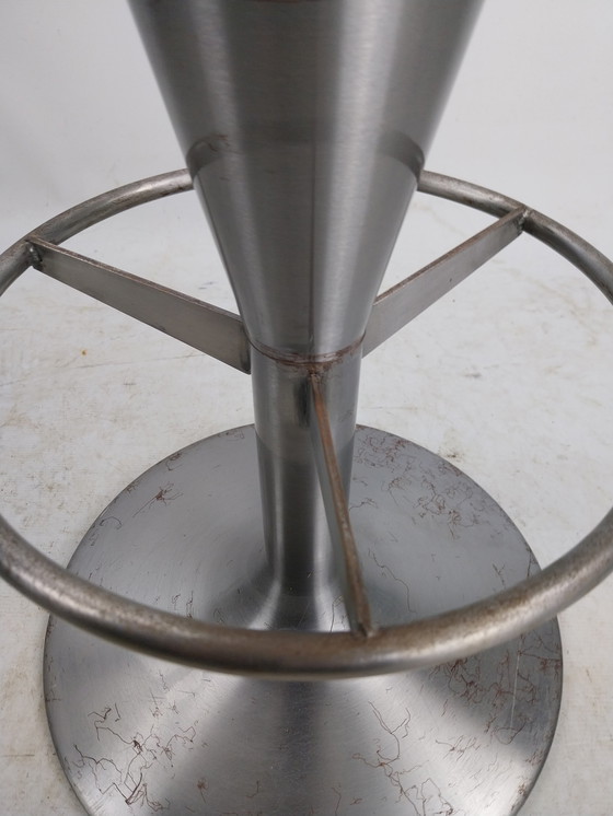 Image 1 of 1 X Johanson Danmark Stainless Steel With Leather Barstool