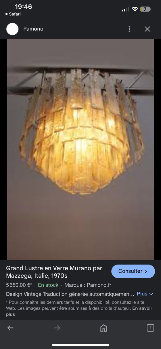 Image 1 of Mazzega Corner Wall Lighting Glass Murano Unique , Italy 1970