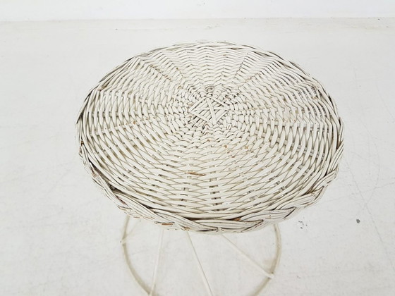 Image 1 of Vitnage metal and rattan wire stool