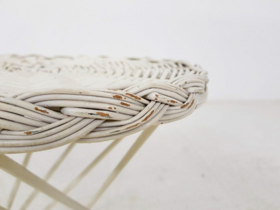 Image 1 of Vitnage metal and rattan wire stool