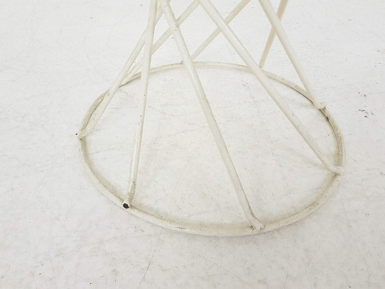 Image 1 of Vitnage metal and rattan wire stool